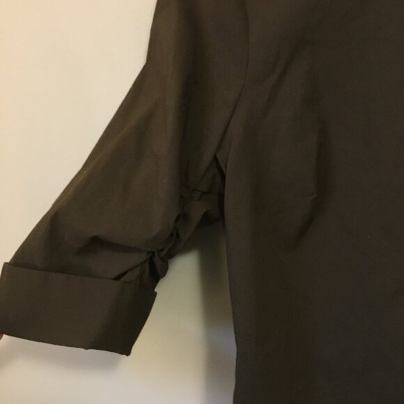 le chateau Brown Ruch Sleeve Button Down Blouse - Picture 5 of 13